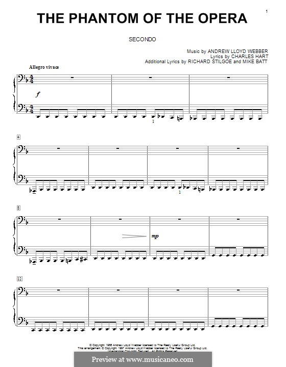 The Phantom of the Opera: For piano four hands by Andrew Lloyd Webber