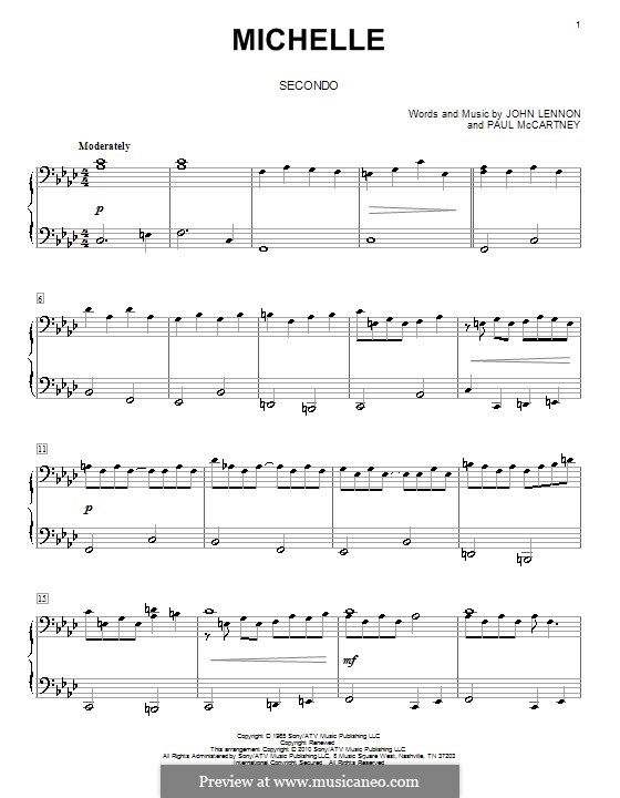 Michelle (The Beatles), for One Instrument: For piano four hands by John Lennon, Paul McCartney