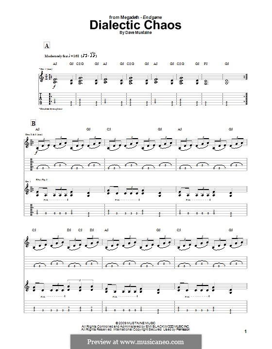 Dialectic Chaos (Megadeth): For guitar with tab by Dave Mustaine