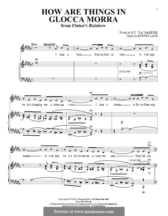 How are Things in Glocca Morra: For voice and piano (or guitar) by Burton Lane