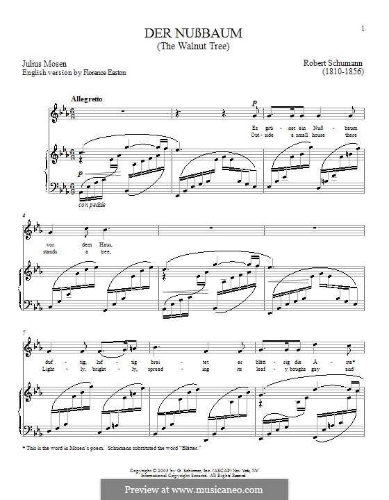 No.3 Der Nussbaum (Le noyer): E Flat Major by Robert Schumann