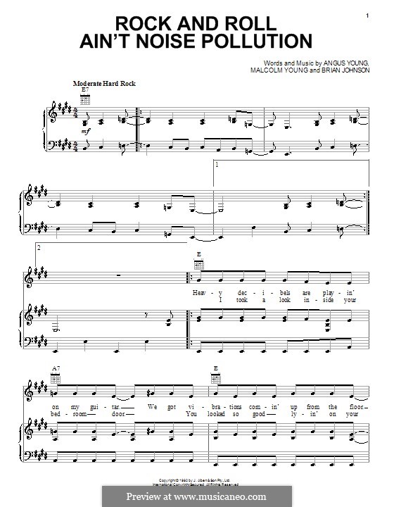 Rock and Roll Ain't Noise Pollution (AC/DC): For voice and piano (or guitar) by Angus Young, Brian Johnson, Malcolm Young