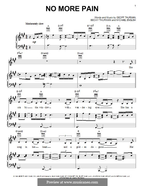 No More Pain (Point of Grace): For voice and piano (or guitar) by Becky Thurman, Geoffrey Thurman, Michael English