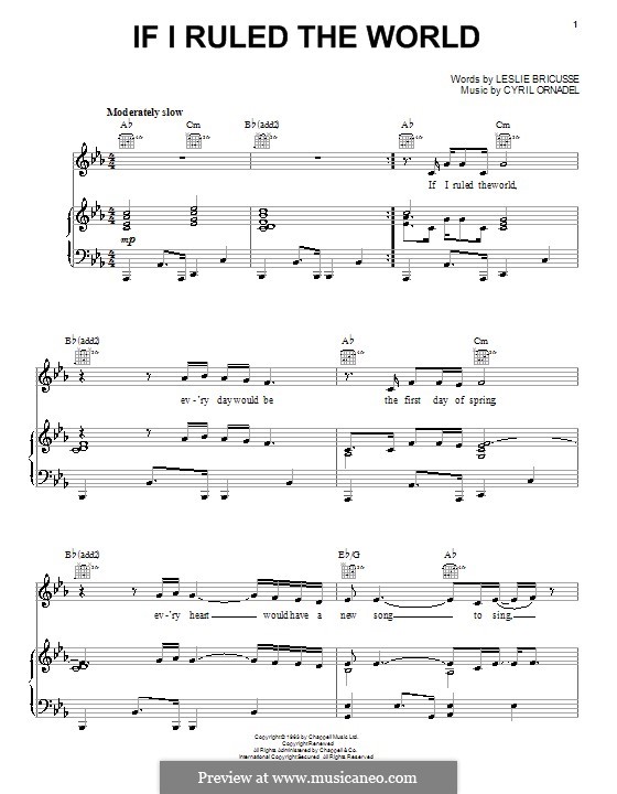 If I Ruled the World: For voice and piano (or guitar) by Cyril Ornadel