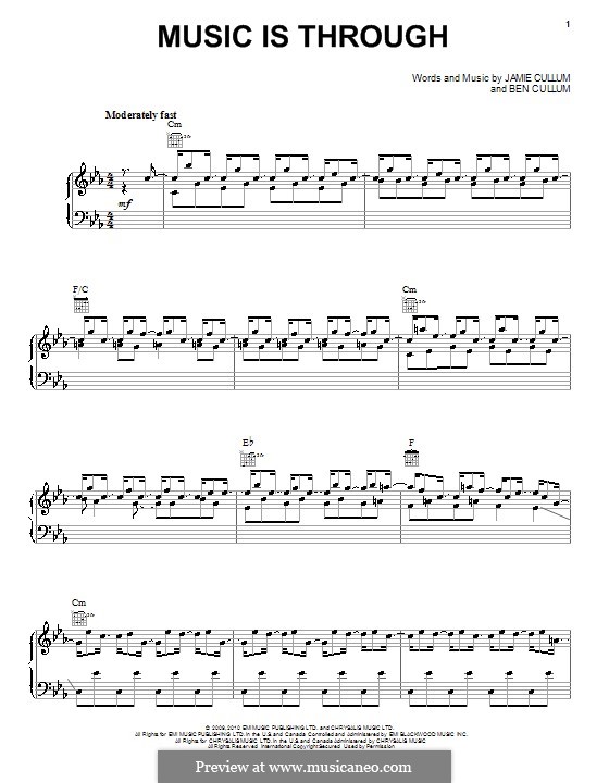 Music Is Through: For voice and piano (or guitar) by Ben Cullum