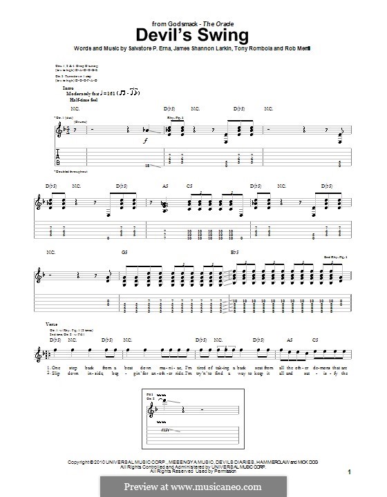 Devil's Swing (Godsmack): For guitar with tab by James Shannon Larkin, Rob Merrill, Sully Erna, Tony Rombola