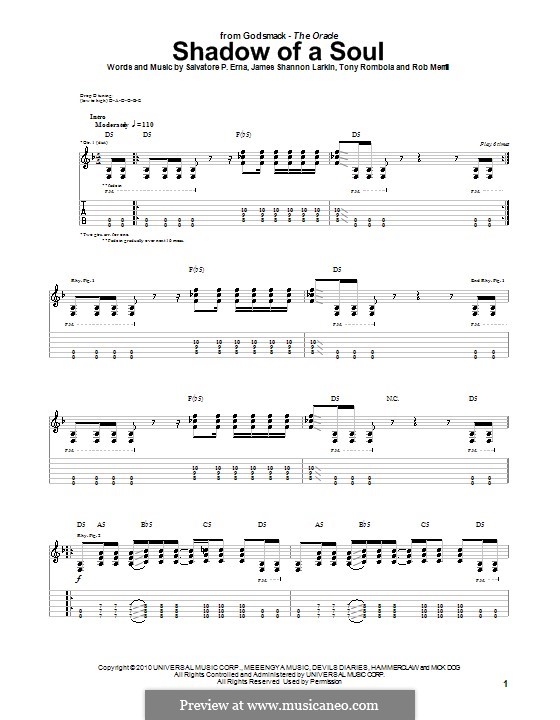 Shadow of a Soul (Godsmack): For guitar with tab by James Shannon Larkin, Rob Merrill, Sully Erna, Tony Rombola