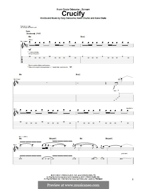 Crucify (Ozzy Osbourne): For guitar with tab by Kane Churko, Kevin Churko