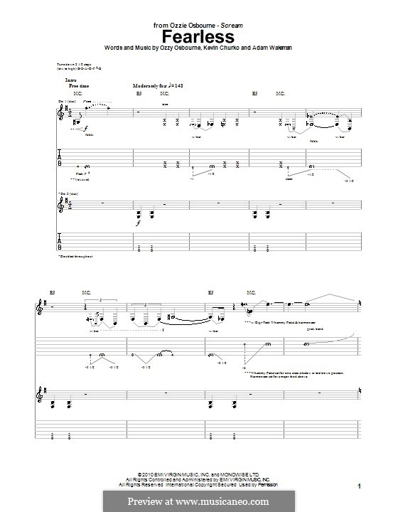 Fearless (Ozzy Osbourne): For guitar with tab by Adam Wakeman, Kevin Churko