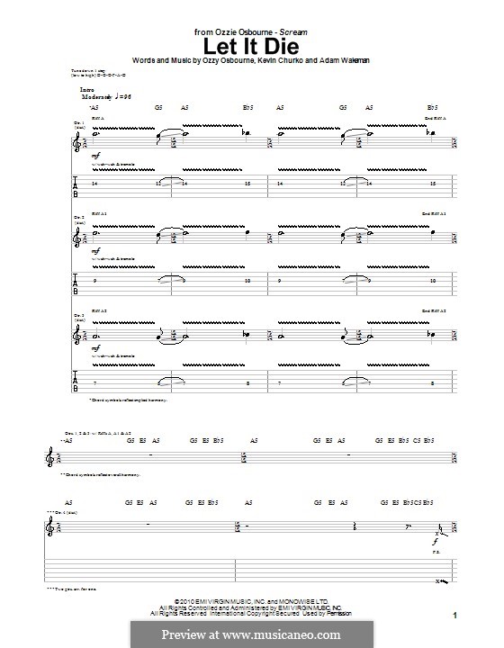 Let It Die (Ozzy Osbourne): For guitar with tab by Adam Wakeman, Kevin Churko