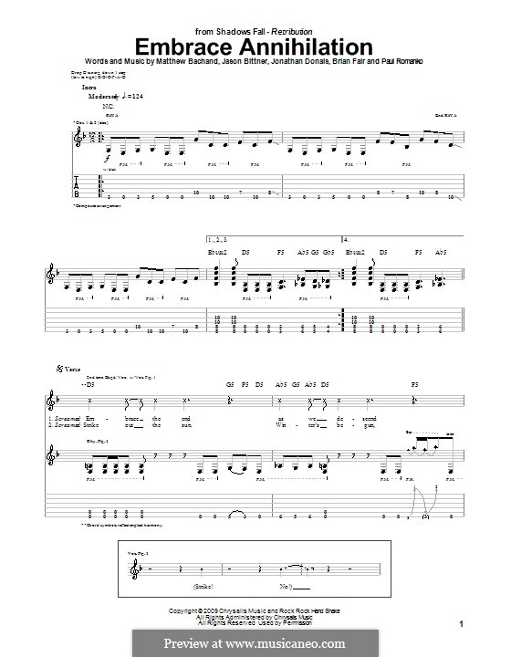 Embrace Annihilation (Shadows Fall): For guitar with tab by Brian Fair, Jason Bittner, Jonathan Donais, Matthew Bachand, Paul Romanko