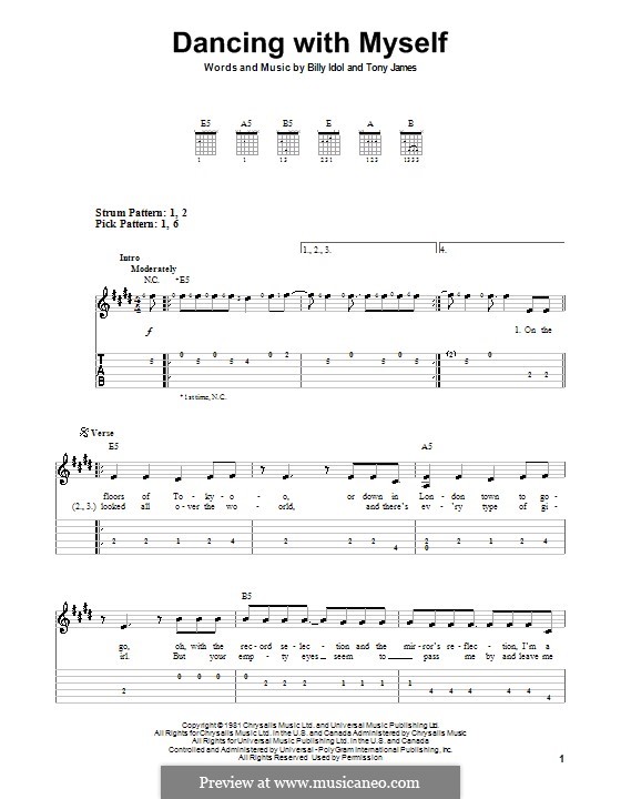 Dancing with Myself: For guitar (Billy Idol) by Billy Idol, Tony James