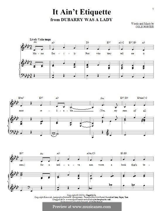 It Ain't Etiquette: For voice and piano (or guitar) by Cole Porter