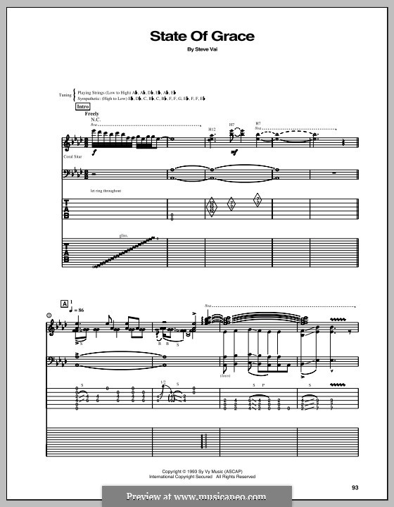State of Grace by S. Vai sheet music on MusicaNeo