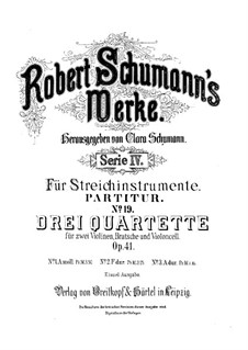 Three String Quartets, Op.41: Quartet No.3 by Robert Schumann