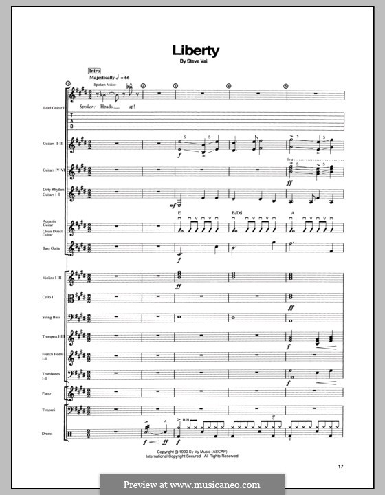 Liberty By S. Vai - Sheet Music On MusicaNeo