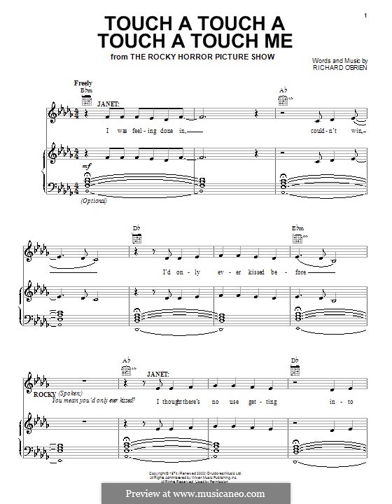 Touch-a Touch-a Touch-a Touch Me (from The Rocky Horror Picture Show): For voice and piano (or guitar) by Richard O'Brien