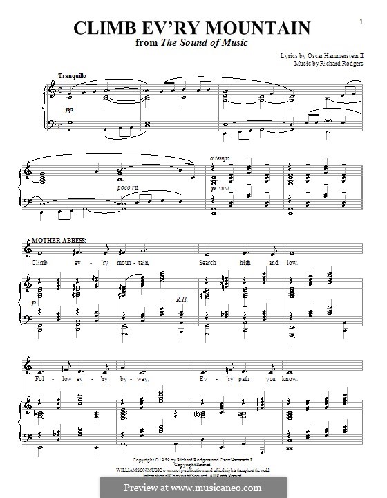 Climb Ev'ry Mountain (from The Sound Of Music): For voice and piano by Richard Rodgers