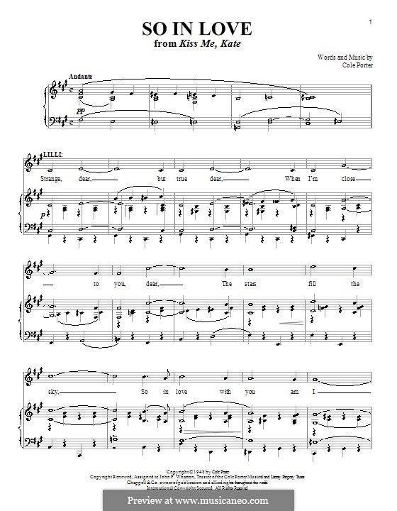So in Love: For voice and piano by Cole Porter