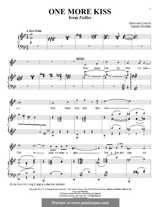 One More Kiss: For voice and piano (or guitar) by Stephen Sondheim
