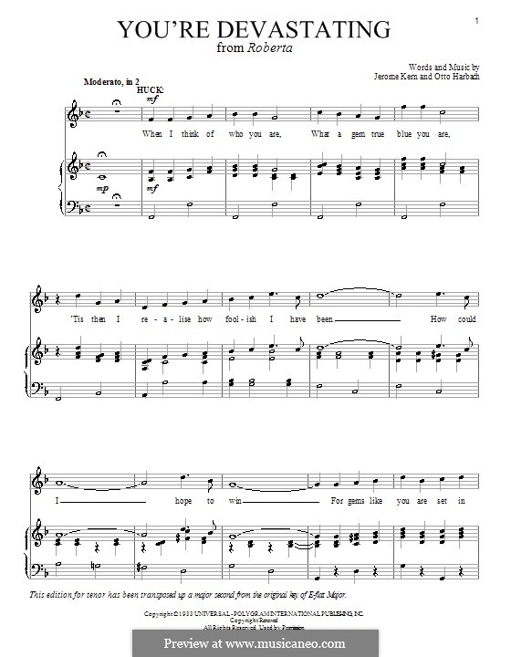 You're Devastating by J. Kern - sheet music on MusicaNeo