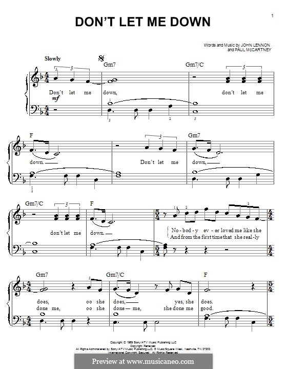 Don't Let Me Down (The Beatles): For easy piano by John Lennon, Paul McCartney
