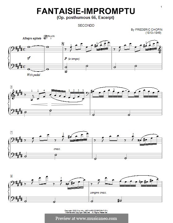 Fantasia-Impromptu in C Sharp Minor, Op.66: Excerpt for piano four hands by Frédéric Chopin
