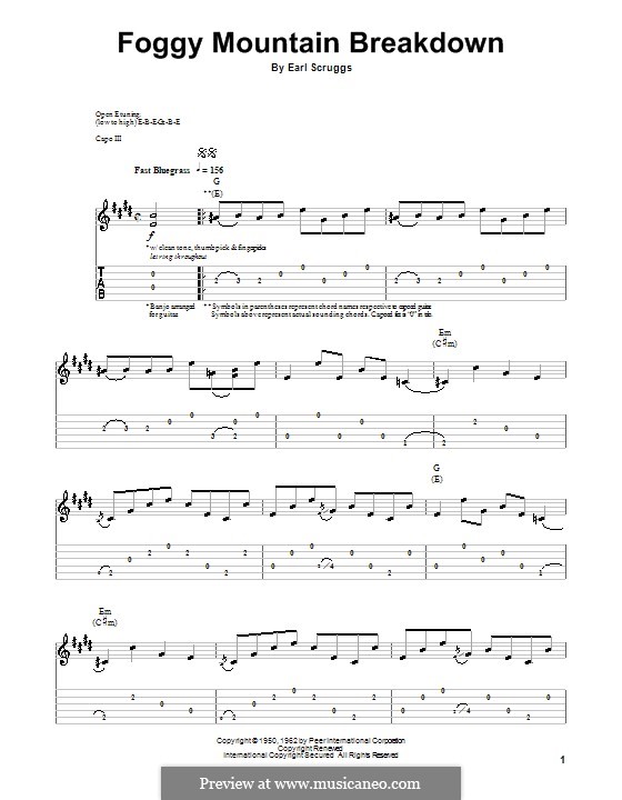 Foggy Mountain Breakdown: For guitar with tab by Earl Scruggs