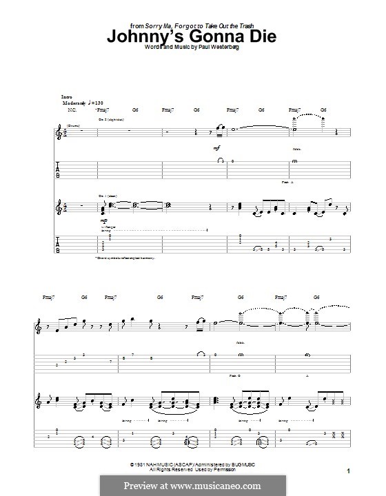 Johnny's Gonna Die (The Replacements): For guitar with tab by Paul Westerberg