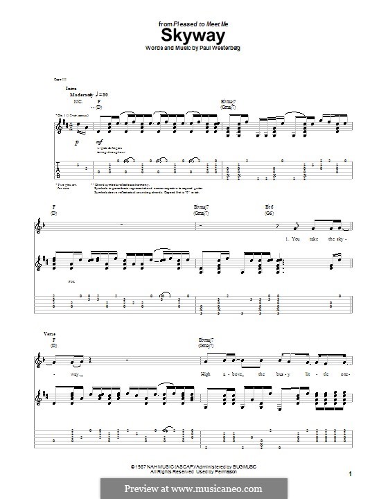 Skyway (The Replacements): For guitar with tab by Paul Westerberg