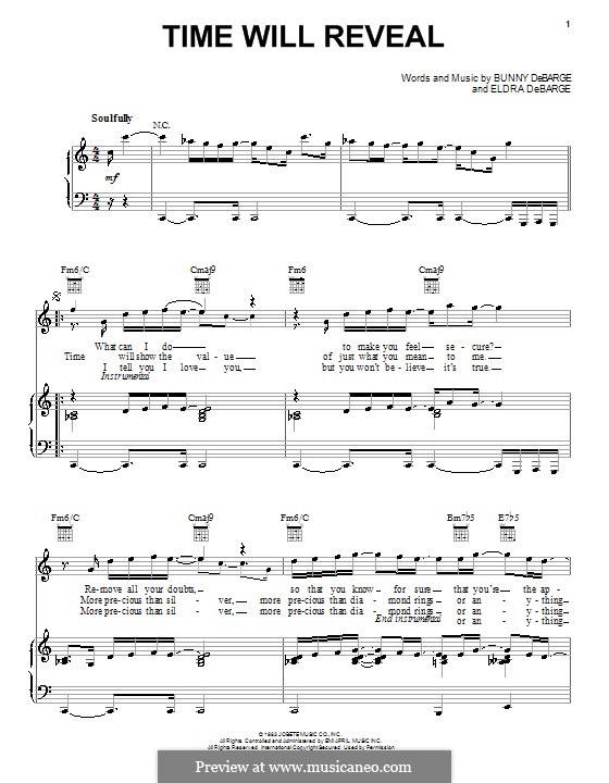 Time Will Reveal: For voice and piano (or guitar) by Bunny DeBarge, Eldra DeBarge