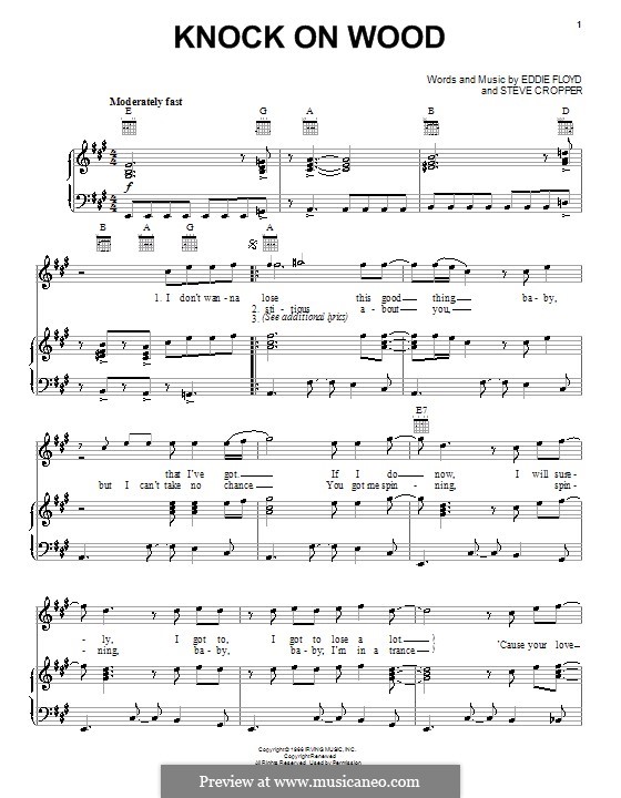 Knock on Wood: For voice and piano (or guitar) by Eddie Floyd, Steve Cropper