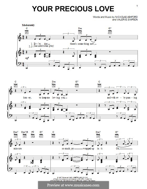 Your Precious Love (Marvin Gaye & Tammi Terrell): For voice and piano (or guitar) by Nicholas Ashford, Valerie Simpson