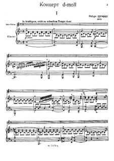 Concerto for Violin and Orchestra in D Minor, WoO 23: Arrangement for violin and piano by Robert Schumann