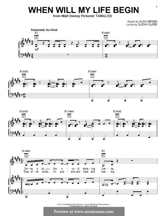 when will my life begin by a menken sheet music on musicaneo when will my life begin sheet music