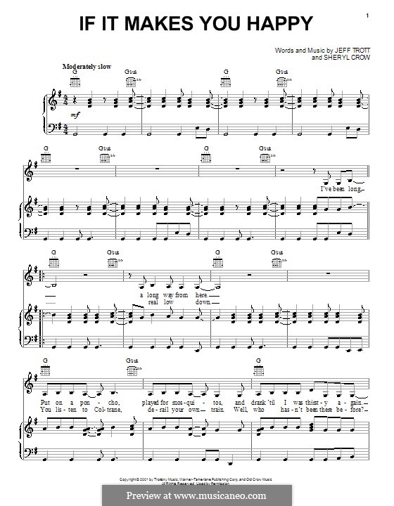 If It Makes You Happy: For voice and piano (or guitar) by Jeffrey Trott, Sheryl Crow