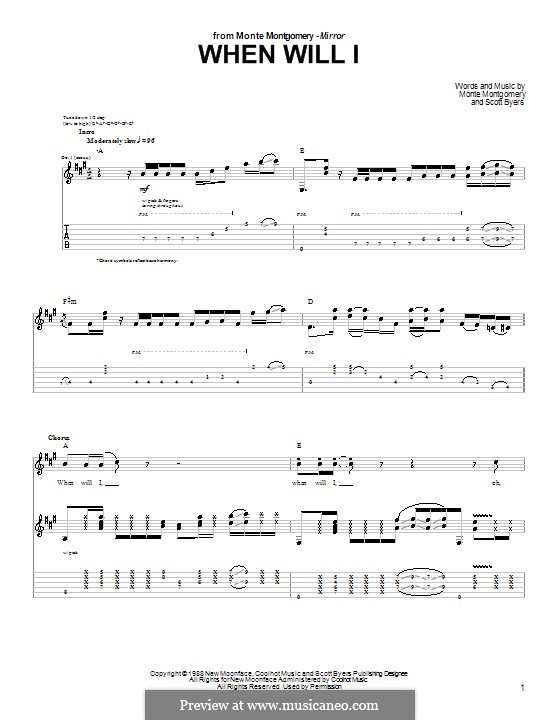 When Will I (Monte Montgomery): For guitar with tab by Scott Byers