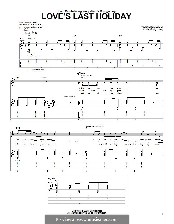 Love's Last Holiday: For guitar with tab by Monte Montgomery