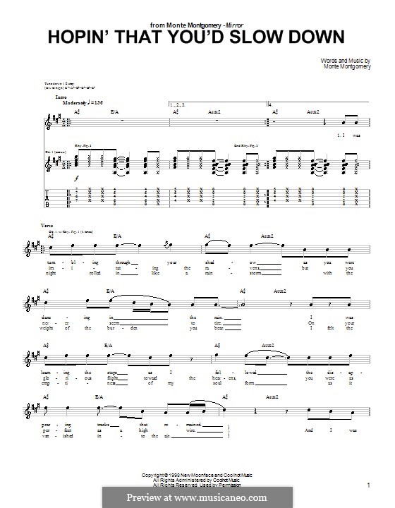 Hopin' That You'd Slow Down: For guitar with tab by Monte Montgomery