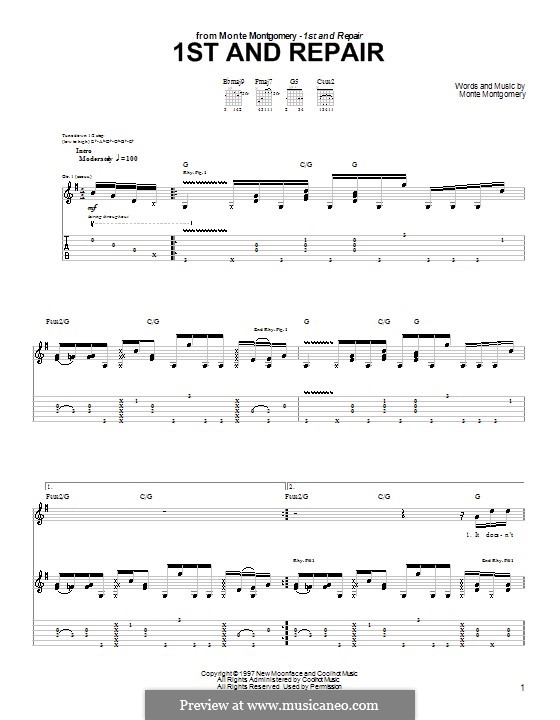 1st and Repair: For guitar with tab by Monte Montgomery