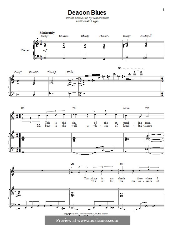 Deacon Blues (Steely Dan): For voice and piano (or guitar) by Donald Fagen, Walter Becker