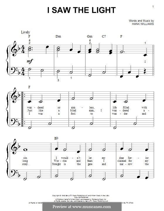 I Saw the Light by H. Williams - sheet music on MusicaNeo