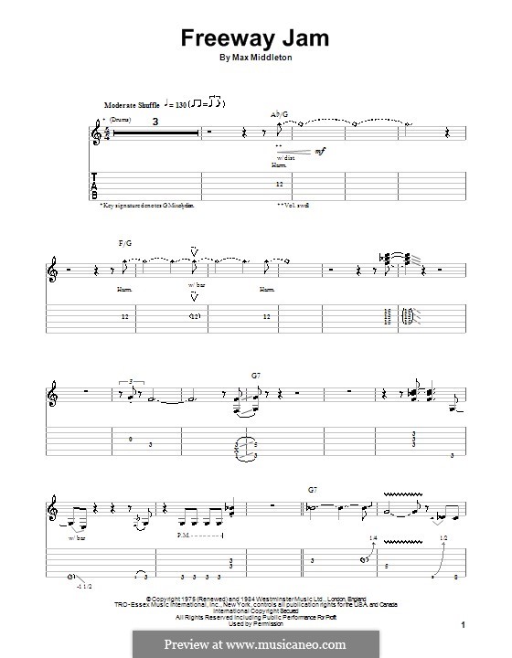 Freeway Jam: For guitar with tab by Max Middleton