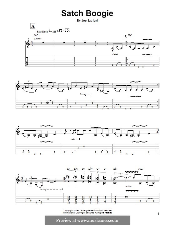 Satch Boogie: For guitar with tab by Joe Satriani