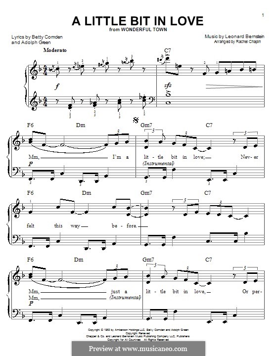 A Little Bit in Love: For easy piano by Leonard Bernstein