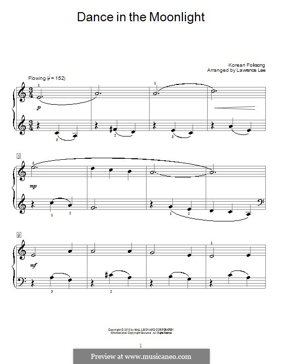 Dance in the Moonlight: For piano by folklore