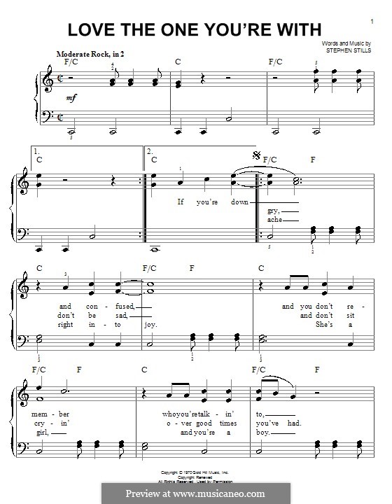 Love the One You're with (Crosby, Stills & Nash): For easy piano by Stephen Stills