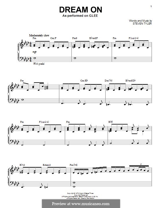 Dream On (Aerosmith): For voice and piano or guitar (Glee Cast) by Steven Tyler