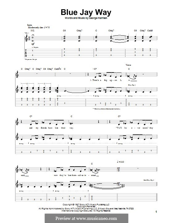 Blue Jay Way (The Beatles): For guitar with tab by George Harrison