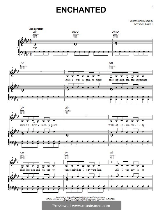 Enchanted: For voice and piano (or guitar) by Taylor Swift